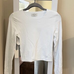 Babaton White Long Sleeve Top NWT very fitted double lined